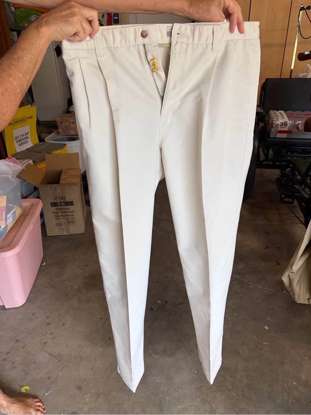 Men's Tailored Cream Dress Pants - Classic Pleated Front
